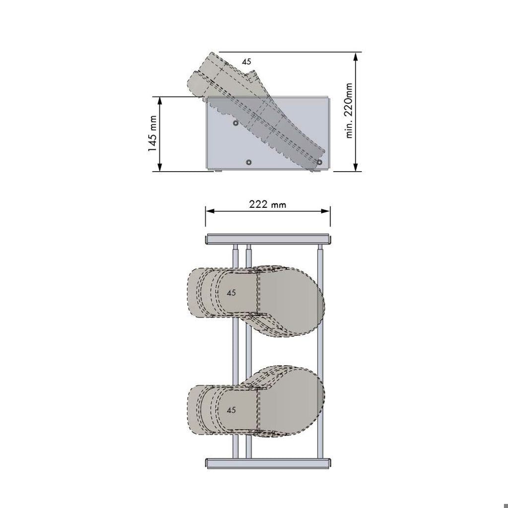 Medidas de ocupacion del soporte para zapatos Chic