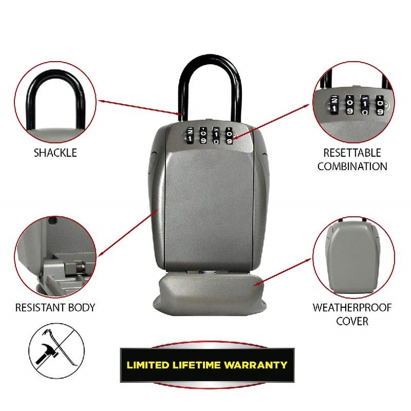 Caja de seguridad reforzada portátil (con candado) para llaves 4