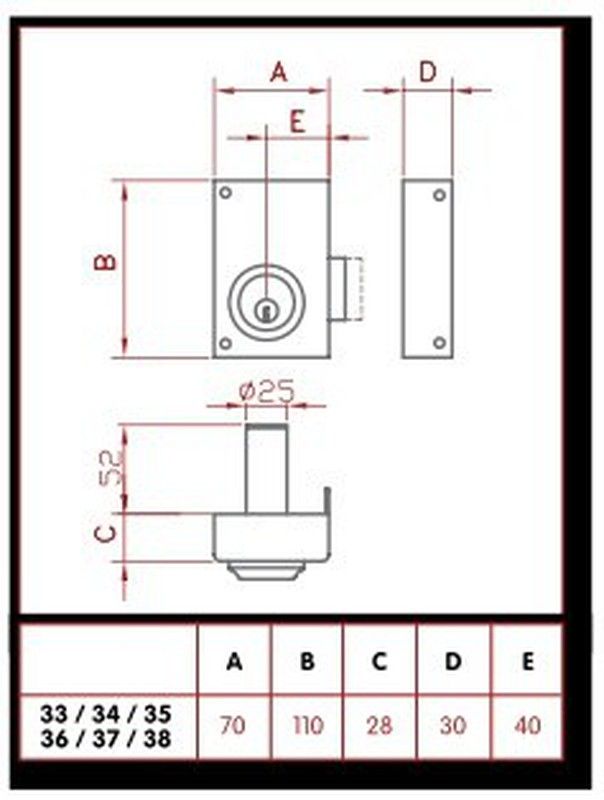 Cerradura JIS modelo 34 CO0034 3