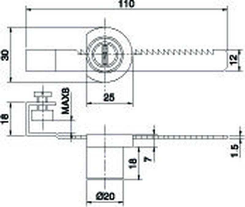 Cerradura puerta corredera de cristal 2915 Ojmar CM0155NI00 2