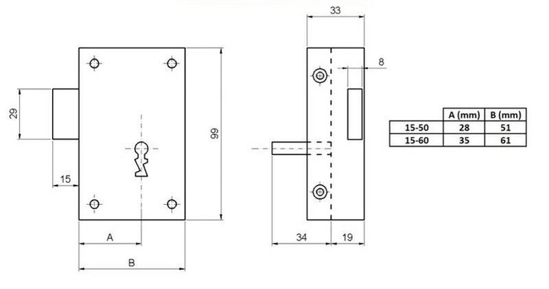 Cerradura sobreponer llave sola 15 Ilargi CO0236 5