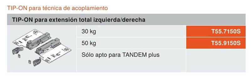 Guía cajón Tandem Tecnomak GC0568HZ50 1