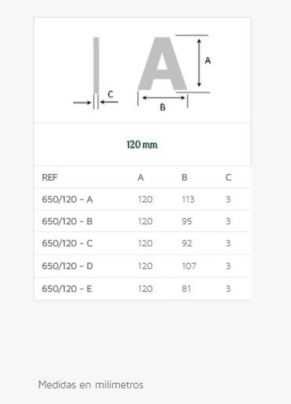 Letra 650 120mm Evi LN030A 2
