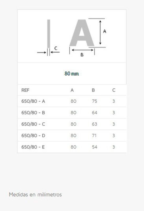 Letra 651 80mm Evi LN010A 2
