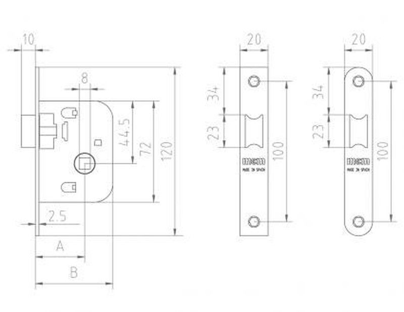 Picaporte embutir estrecho 1510 MCM CO1510 2