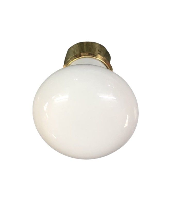 Pomo de porcelana blanca base latón A8058PB 1